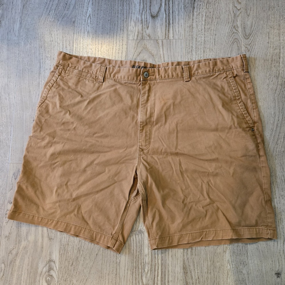Duluth Trading Shorts Mens 48 Khaki Flex Ballroom Relaxed Cotton Blend 6 Pockets